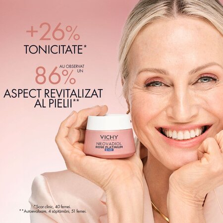 Crema de noapte cu efect de redensificare si revitalizare Neovadiol Rose Platinium, 50 ml, Vichy 726578