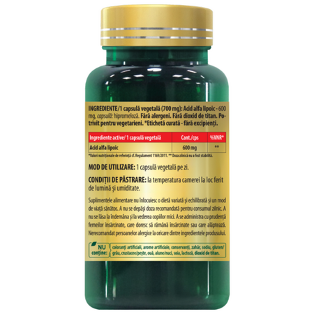 Acid Alfa Lipoic, 600 mg, 60 capsule, Cosmopharm 726727