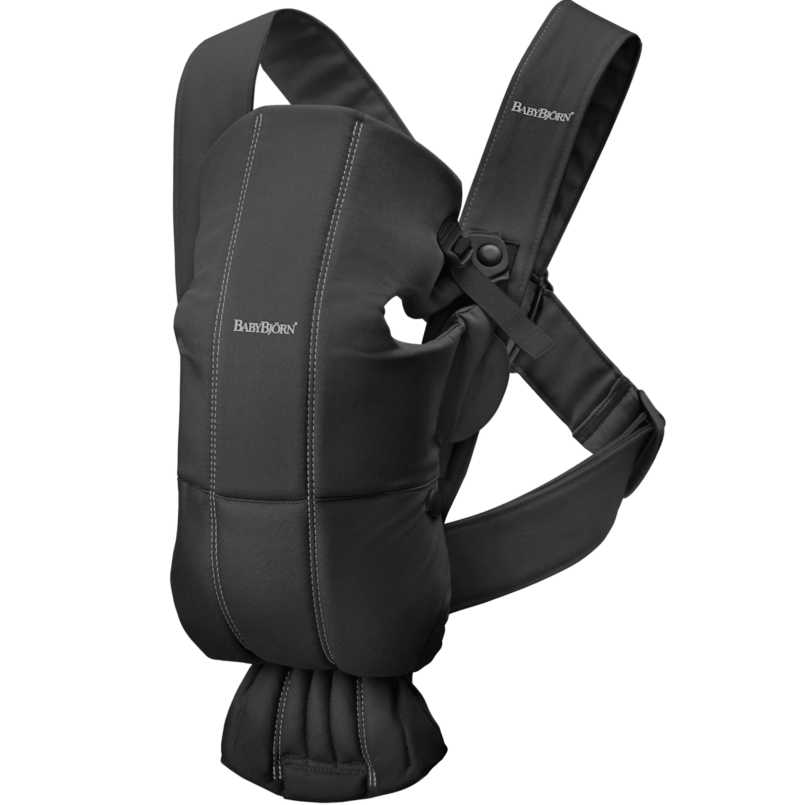 Marsupiu anatomic Mini cu pozitii multiple de purtare, Black, Tesatura-Tricot, 0 luni+, BabyBjorn