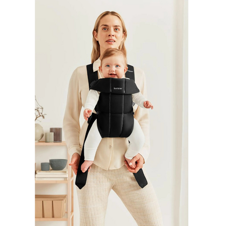 Marsupiu anatomic Mini cu pozitii multiple de purtare, Black, Tesatura-Tricot, 0 luni+, BabyBjorn 726742