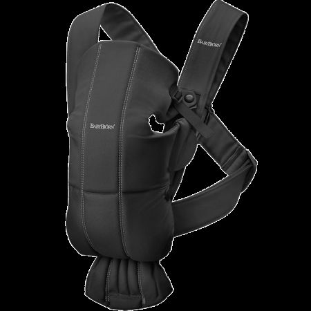 Marsupiu anatomic Mini cu pozitii multiple de purtare, 0 luni+, Black, Tesatura-Tricot, BabyBjorn