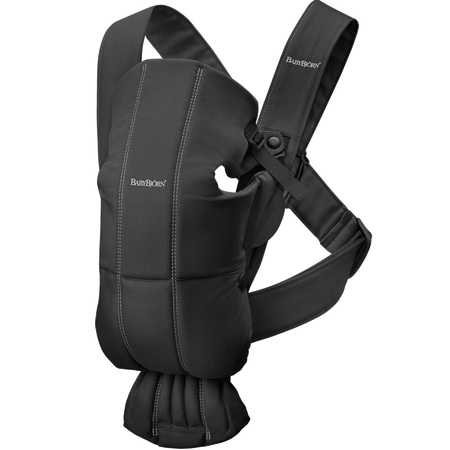 Marsupiu anatomic Mini cu pozitii multiple de purtare, 0 luni+, Black, Tesatura-Tricot, BabyBjorn
