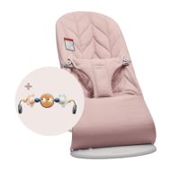 Balansoar din tesatura matlasata cu bara de jucarii Bliss, Dusty Pink, 0 luni+, BabyBjorn