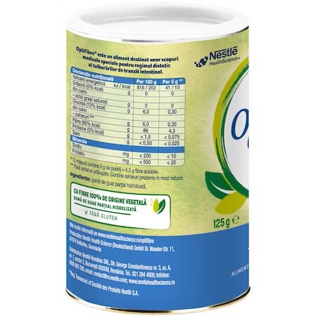 Fibre solubile pentru reglarea tranzitului OptiFibre, 125 g, Nestle 578753