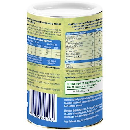 Fibre solubile pentru reglarea tranzitului OptiFibre, 125 g, Nestle 578754