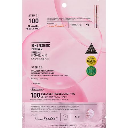 VT COSMETICS COLLAGEN REEDLE SHOT 100 2 STEP MASK FACE 33 GR