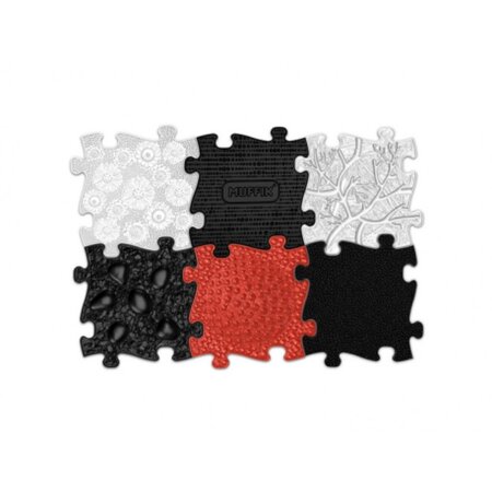 Covoras ortopedic senzorial puzzle pentru bebelusi, Rosu si Negru, Muffik 726977
