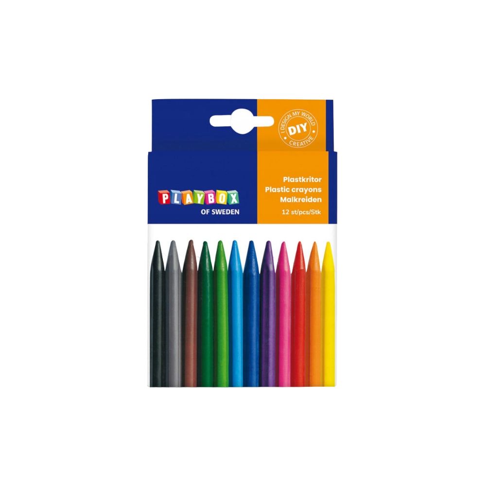 Set creioane colorate cerate, 12 buc, Playbox