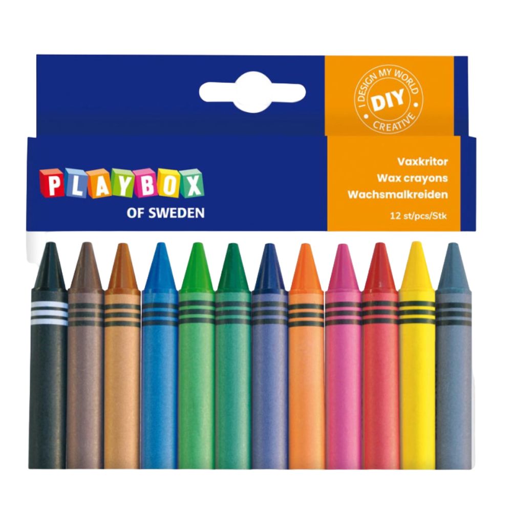 Creioane colorate cerate groase cu diametrul de 11 mm, 12 buc, Playbox