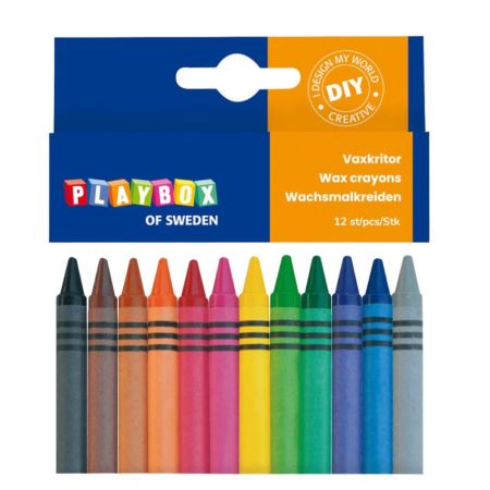 Set creioane colorate cerate cu diametrul de 8 mm, 12 buc, Playbox