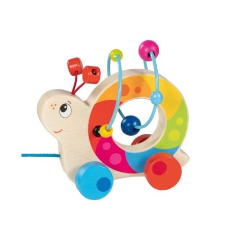 Jucarie de tras si labirint cu bile Melc Codobelc, 1 an+, 1 bucata, Goki