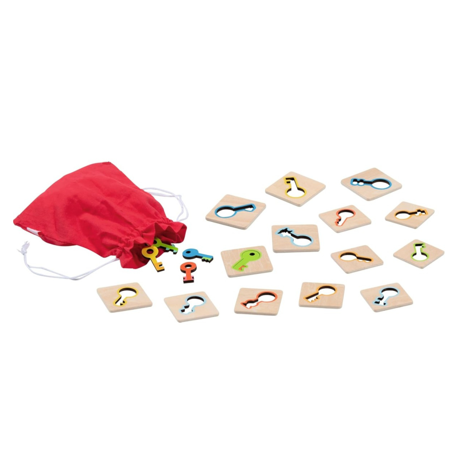 Joc din lemn de asociere si memorie Gaseste Cheia Potrivita, 3 ani+, Goki