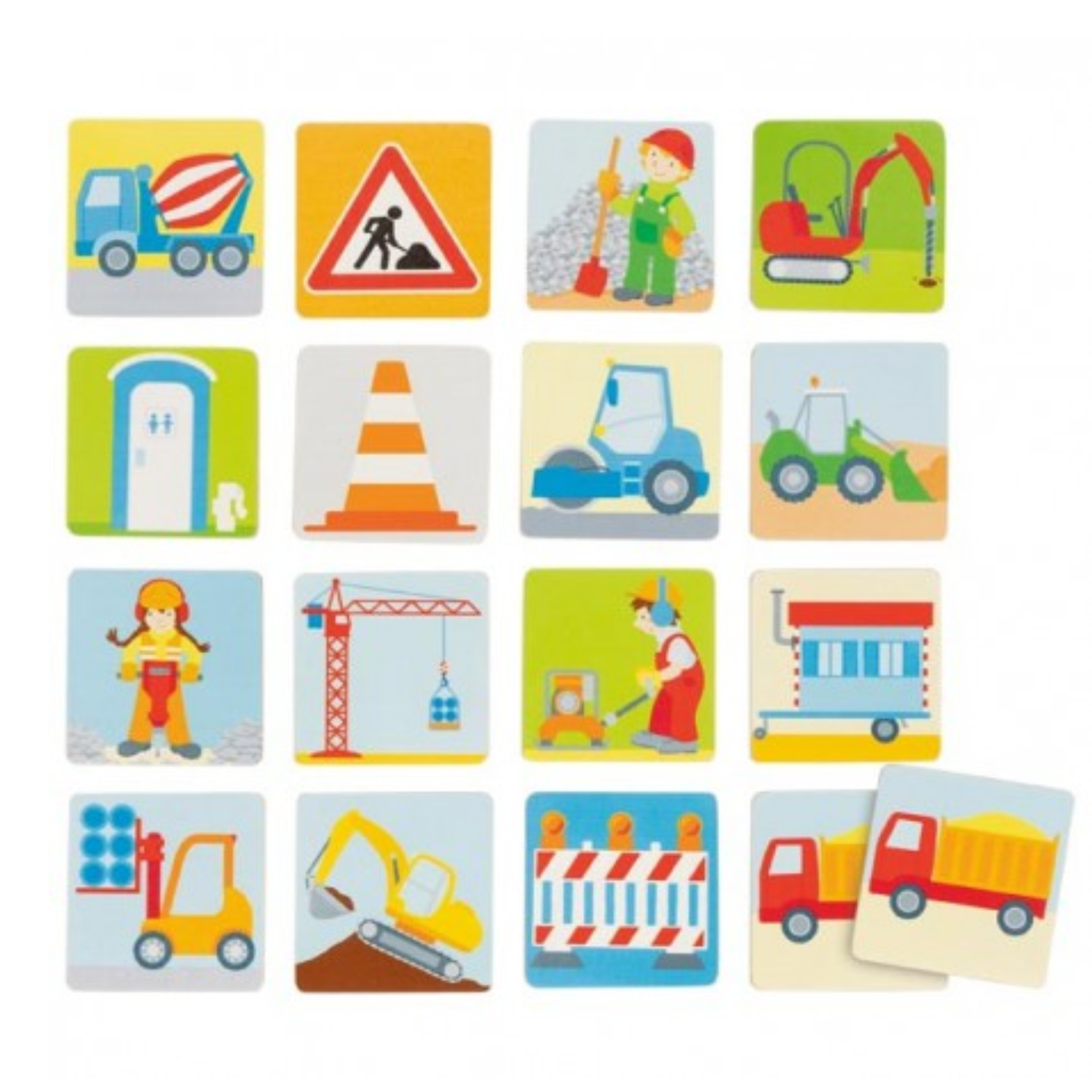 Joc de memorie Santierul de Constructii, 2 ani+, 32 piese, Goki