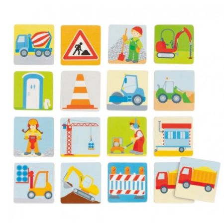 Joc de memorie Santierul de Constructii, 2 ani+, 32 piese, Goki