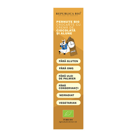 Pernute Bio crocante cu crema de ciocolata si alune, 250 g, Republica Bio 763138