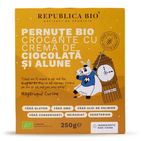Pernute Bio crocante cu crema de ciocolata si alune, 250 g, Republica Bio