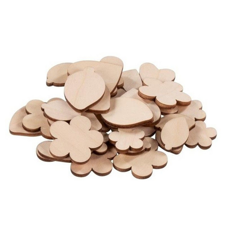 Set de creatie din lemn cu flori, frunze si petale natur, 4 ani+, Goki