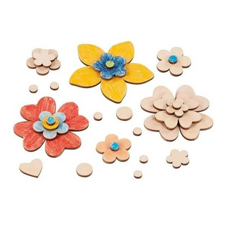 Set de creatie din lemn cu flori, frunze si petale natur, 4 ani+, Goki 727480