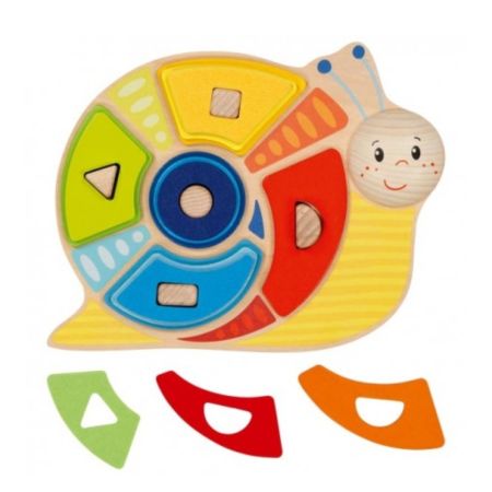 Joc educativ de sortare forme si culori Melcul Istet, 16 piese, Goki