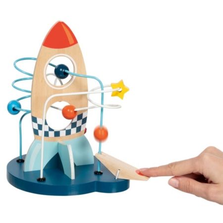 Jucarie de motricitate pentru bebelusi Racheta Orbit 21 cu catapulta, 1 an+, Goki 727571