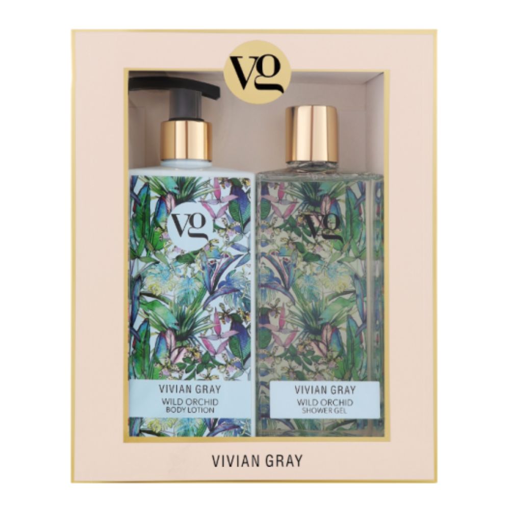 Set gel de dus si lotiune de corp Wild Orchid, 2 x 350 m, Vivian Gray