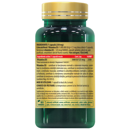 Vitamina D3, 5000 UI, 60 capsule moi, Cosmo Pharm 727724
