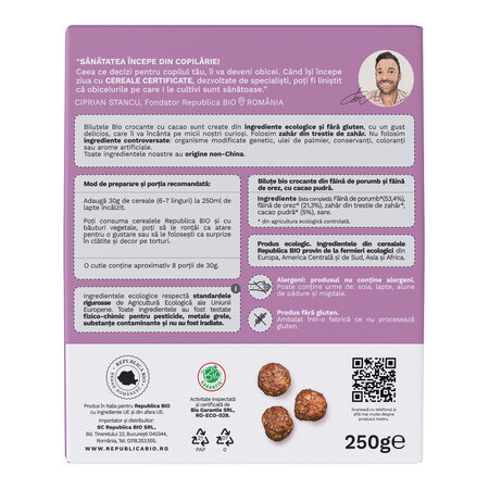 Bilute Bio crocante de ciocolata, 250 g, Republica Bio 740920