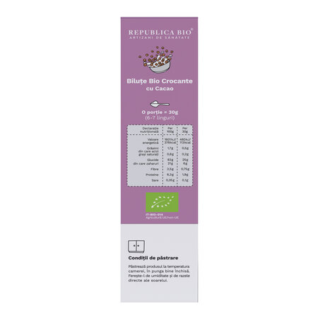 Bilute Bio crocante de ciocolata, 250 g, Republica Bio 740921