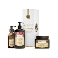 Set trio cu ulei de ricin Sampon, 400 ml + Masca, 500 ml + Ser, 100 ml, Arganicare