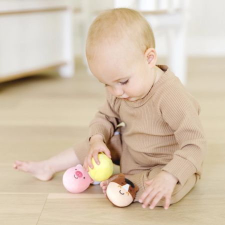 Set de jucarii pentru bebelusi, Animale de la Ferma, 6 luni+, 4 bucati, Melissa & Doug 727826