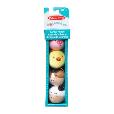 Set de jucarii pentru bebelusi, Animale de la Ferma, 6 luni+, 4 bucati, Melissa & Doug 727822