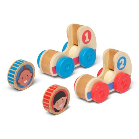 Set de masinute din lemn Go Tots, 1 an+, 2 bucati, Melissa & Doug 727828