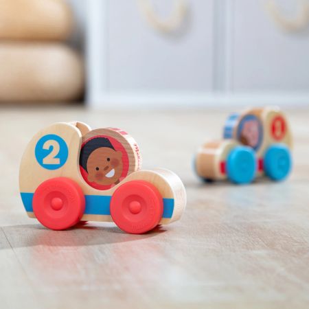 Set de masinute din lemn Go Tots, 1 an+, 2 bucati, Melissa & Doug 727832