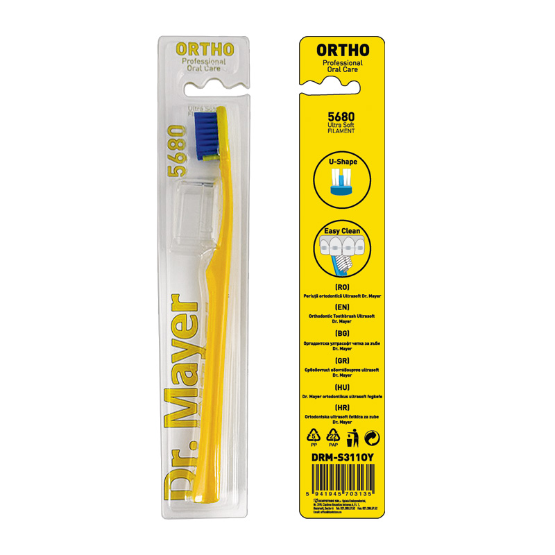 Periuta de dinti pentru copii Ultrasoft 3980, Galbena, 1 buc, Dr. Mayer