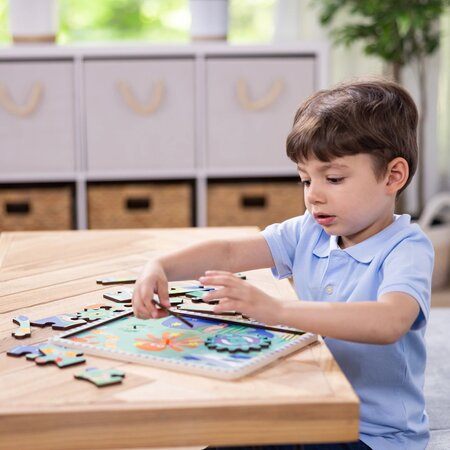 Puzzle din lemn cu rotite dintate, Ocean, 3 ani+, 18 piese, Melissa & Doug 727950