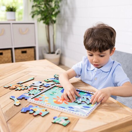 Puzzle din lemn cu rotite dintate, Ocean, 3 ani+, 18 piese, Melissa & Doug 727949