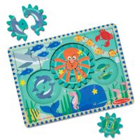 Puzzle din lemn cu rotite dintate, Ocean, 3 ani+, 18 piese, Melissa & Doug