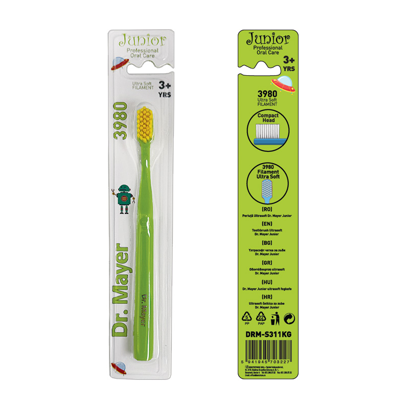Periuta de dinti pentru copii Ultrasoft 3980, Verde, 1 buc, Dr. Mayer