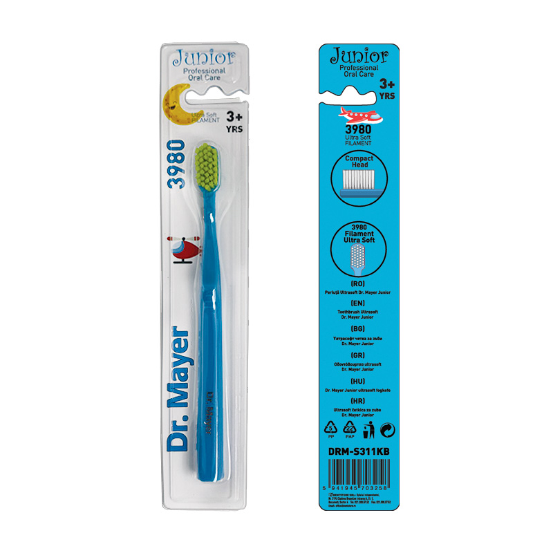 Periuta de dinti pentru copii Ultrasoft 3980, Albastru, 1 buc, Dr. Mayer