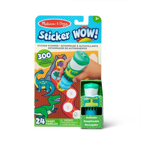 Caiet de activitati cu stampila pentru autocolante Sticker WOW, 3 ani+, Dinozaur, Melissa & Doug