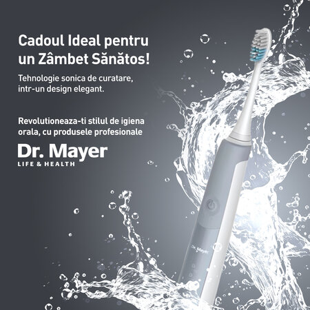 Periuta de dinti electrica sonica, Alb/Gri, Dr. Mayer 728021