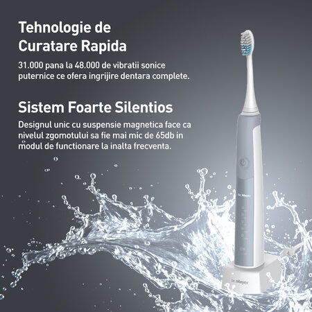 Periuta de dinti electrica sonica, Alb/Gri, Dr. Mayer 728022