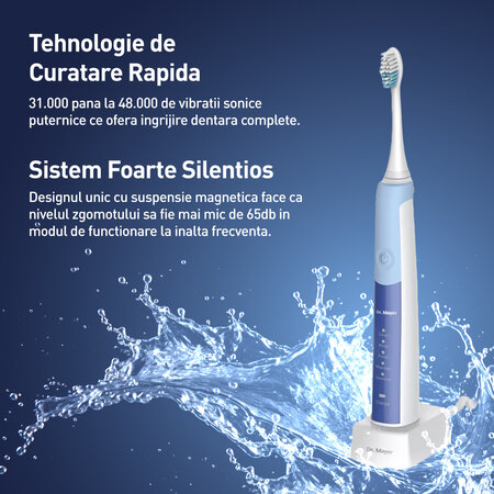 Periuta de dinti electrica sonica, Alb/Albastru, Dr. Mayer 728027