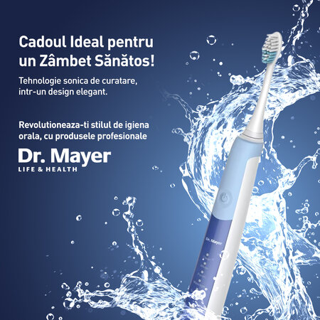 Periuta de dinti electrica sonica, Alb/Albastru, Dr. Mayer 728028