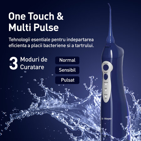 Dus bucal portabil cu 3 moduri de curatare, Albastru, Dr. Mayer 728042