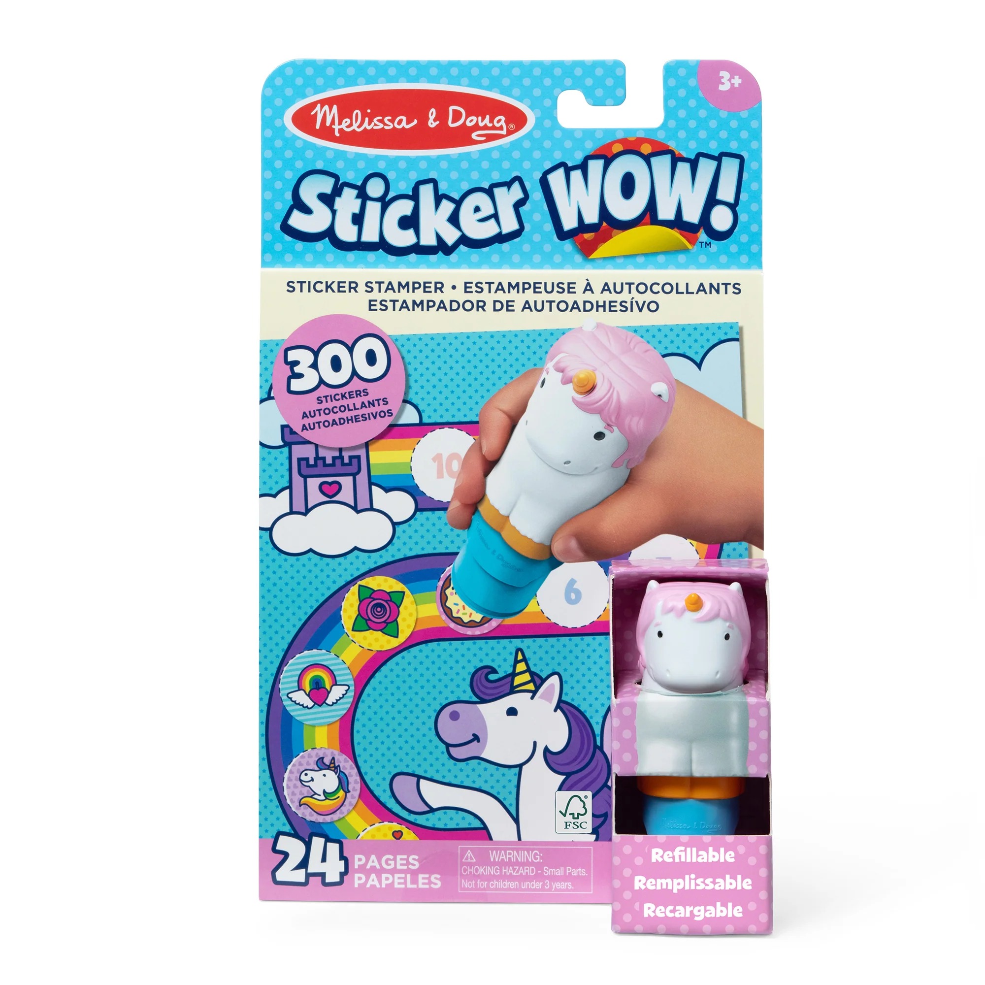 Caiet de activitati cu stampila pentru autocolante Sticker WOW!, Unicorn, 3 ani+, Melissa & Doug
