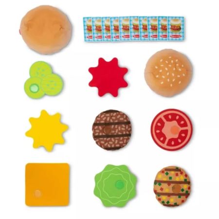 Joc educativ de stivuire si potrivire Burgerul Gigant, 4 ani+, 21 piese, Melissa & Doug 728162