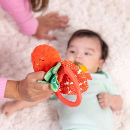 Jucarie multisenzoriala pentru bebelusi, 18 cm, Capsunica, 0 luni+, 1 bucata, Melissa & Doug 728239