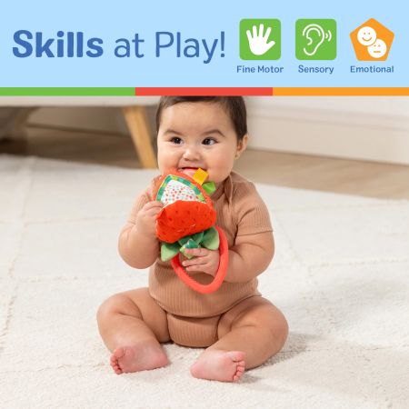 Jucarie multisenzoriala pentru bebelusi, 18 cm, Capsunica, 0 luni+, 1 bucata, Melissa & Doug 728242