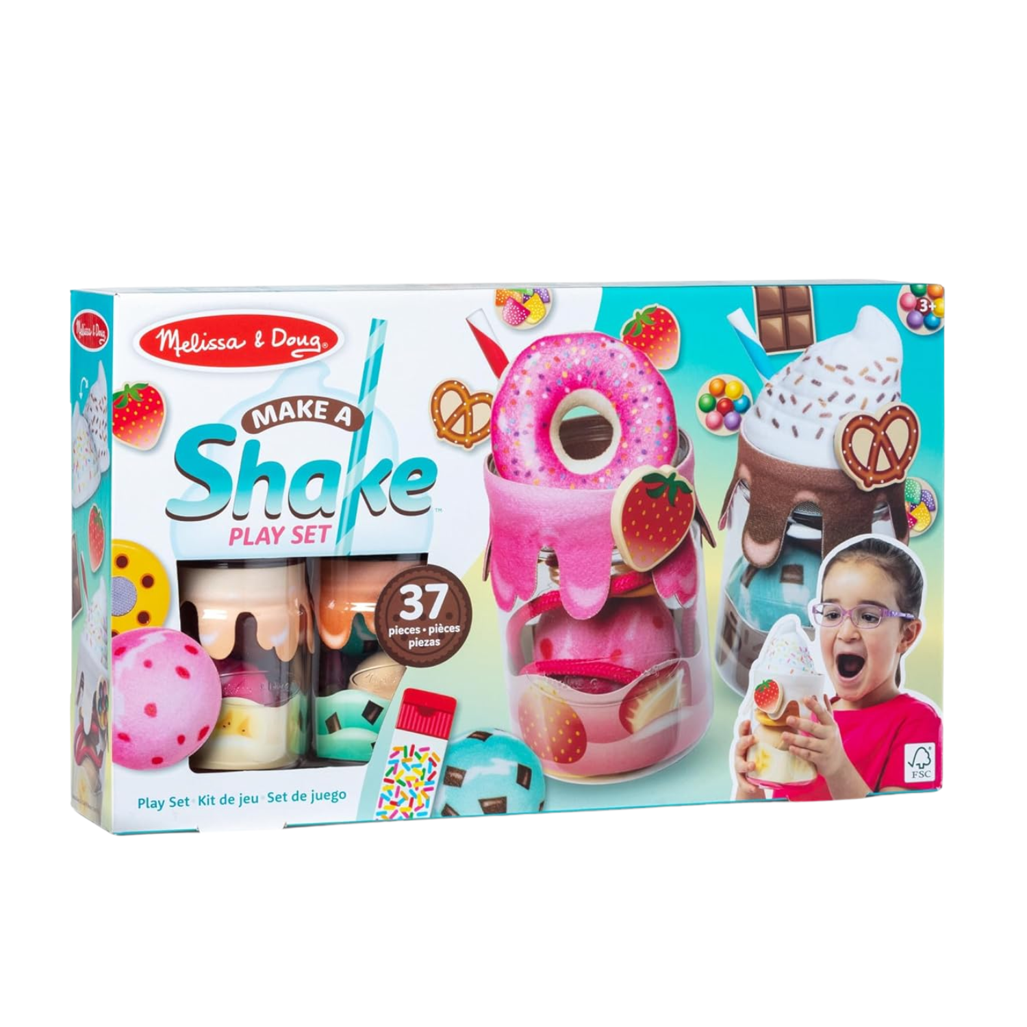 Set de joaca pentru dezvoltarea indemanarii si a creativitatii Make a Shake, 3 ani+, 37 piese, Melissa & Doug